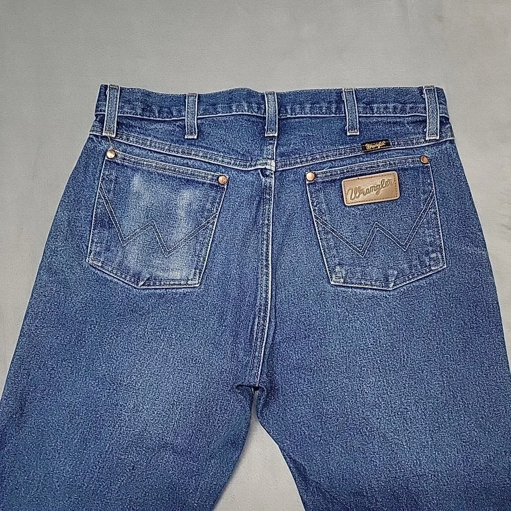 Wrangler Jeans Men 34x31 Faded Blue Denim 13MWZ Cowboy Cut Work Wear Denim Pants